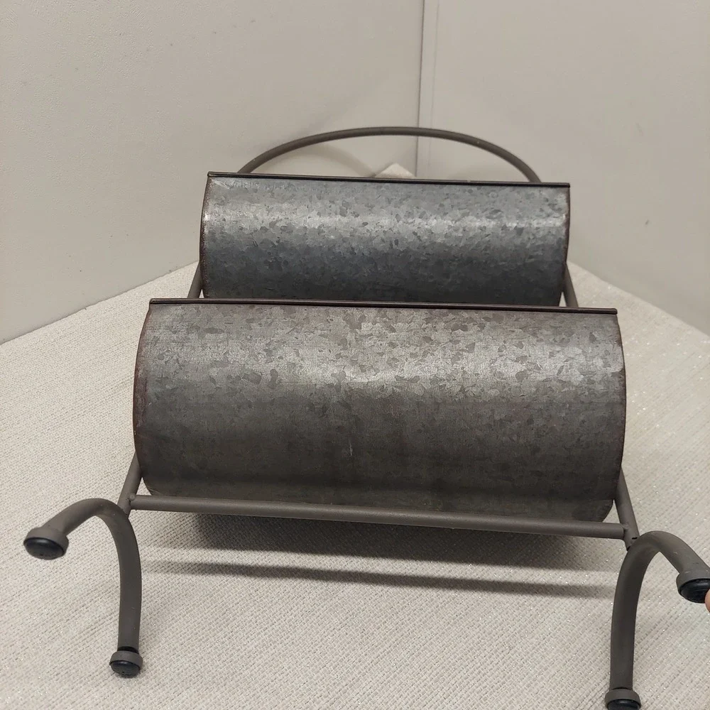 Farmhouse Galvanized Metal Storage Bin Stand Rustic Industrial Organizer